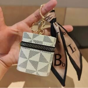 Geometric Pattern Key Chain/Bag Charm With Scarf